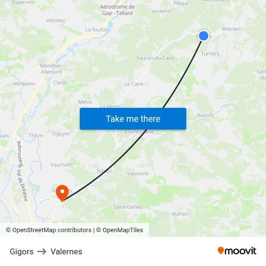 Gigors to Valernes map
