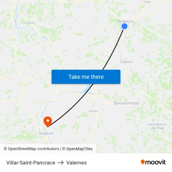 Villar-Saint-Pancrace to Valernes map