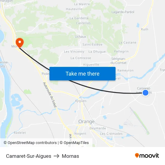 Camaret-Sur-Aigues to Mornas map