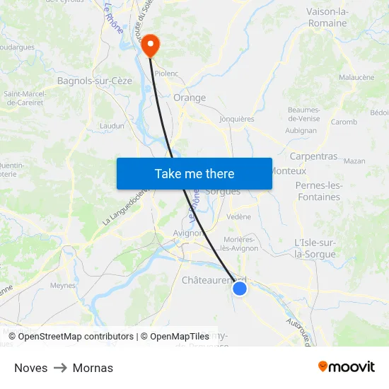 Noves to Mornas map
