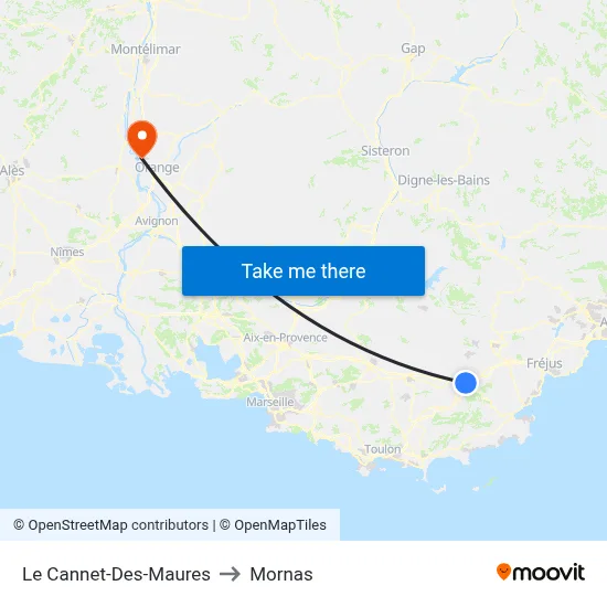Le Cannet-Des-Maures to Mornas map