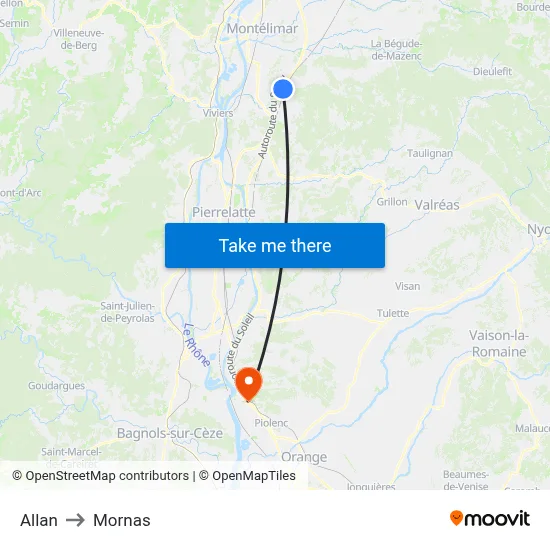 Allan to Mornas map