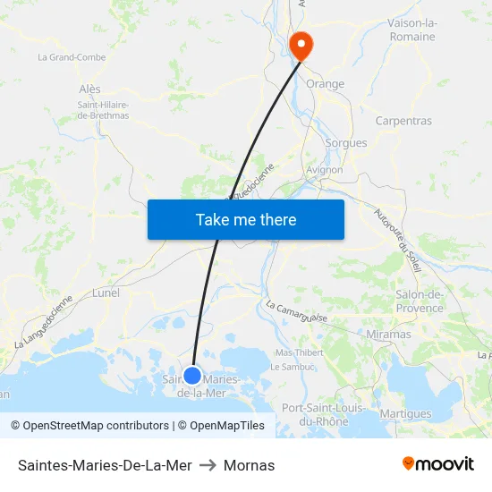 Saintes-Maries-De-La-Mer to Mornas map