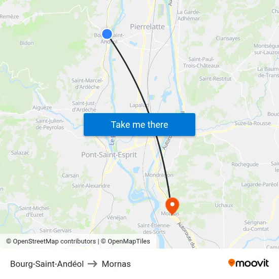 Bourg-Saint-Andéol to Mornas map
