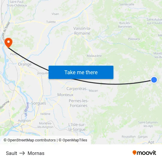 Sault to Mornas map
