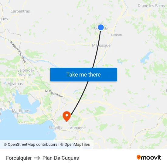 Forcalquier to Plan-De-Cuques map
