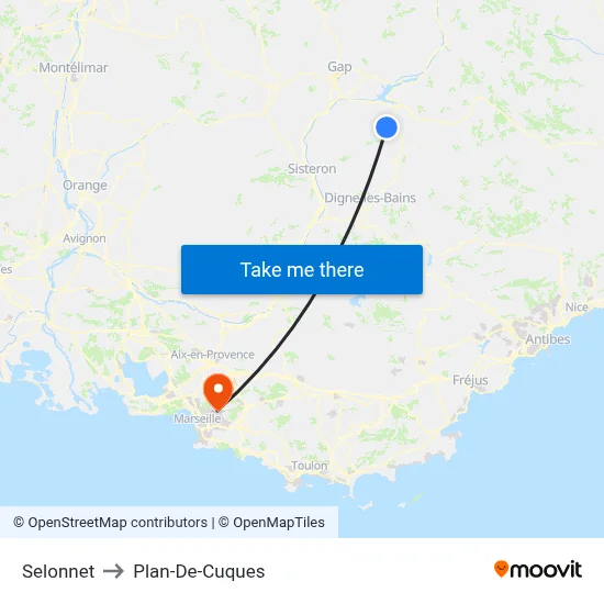 Selonnet to Plan-De-Cuques map