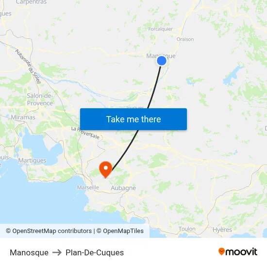 Manosque to Plan-De-Cuques map
