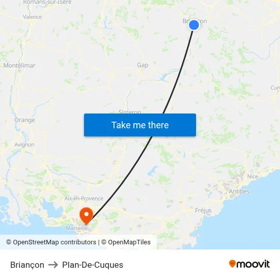 Briançon to Plan-De-Cuques map