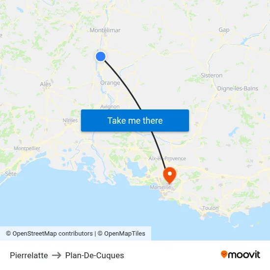 Pierrelatte to Plan-De-Cuques map