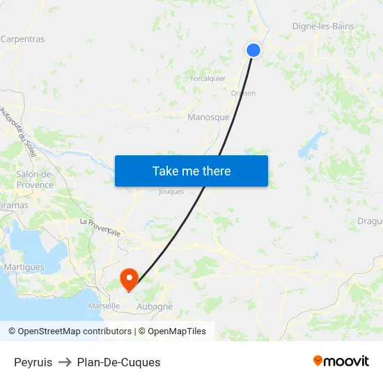Peyruis to Plan-De-Cuques map