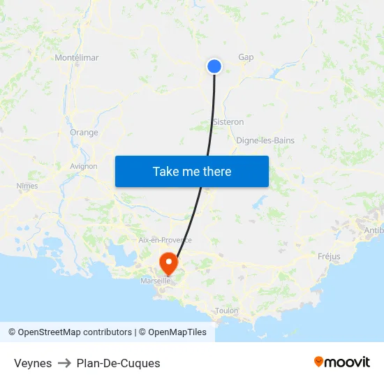 Veynes to Plan-De-Cuques map