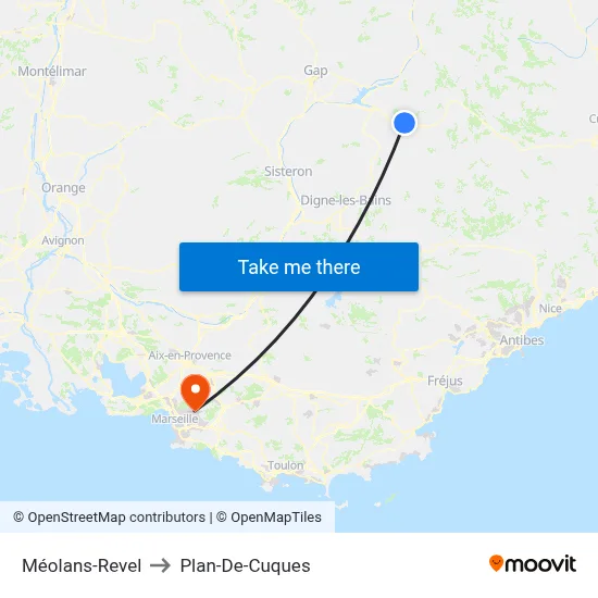 Méolans-Revel to Plan-De-Cuques map