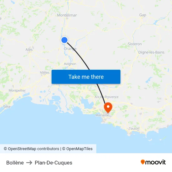 Bollène to Plan-De-Cuques map