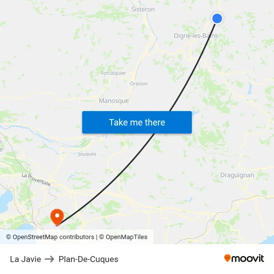 La Javie to Plan-De-Cuques map