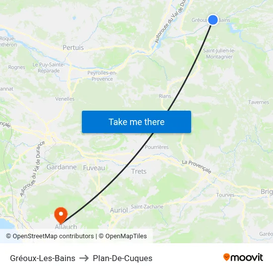 Gréoux-Les-Bains to Plan-De-Cuques map