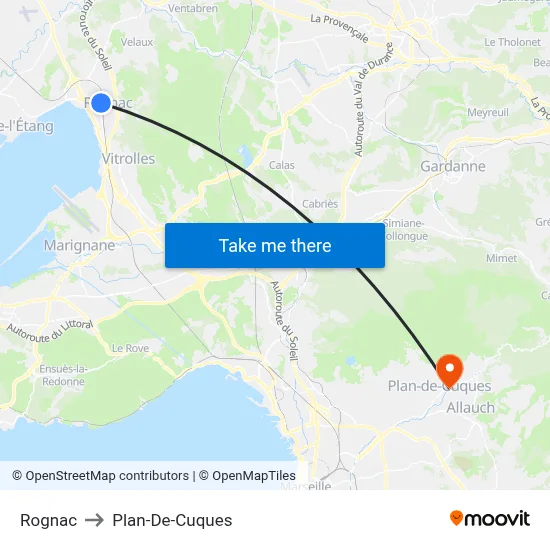 Rognac to Plan-De-Cuques map