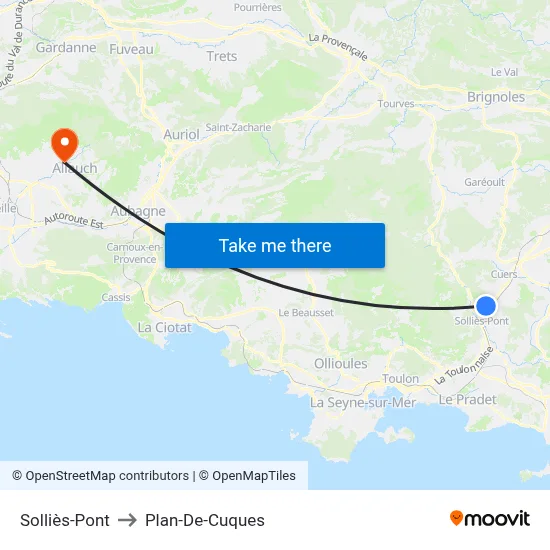 Solliès-Pont to Plan-De-Cuques map