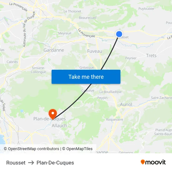 Rousset to Plan-De-Cuques map