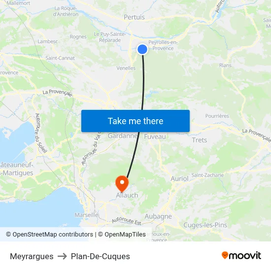 Meyrargues to Plan-De-Cuques map