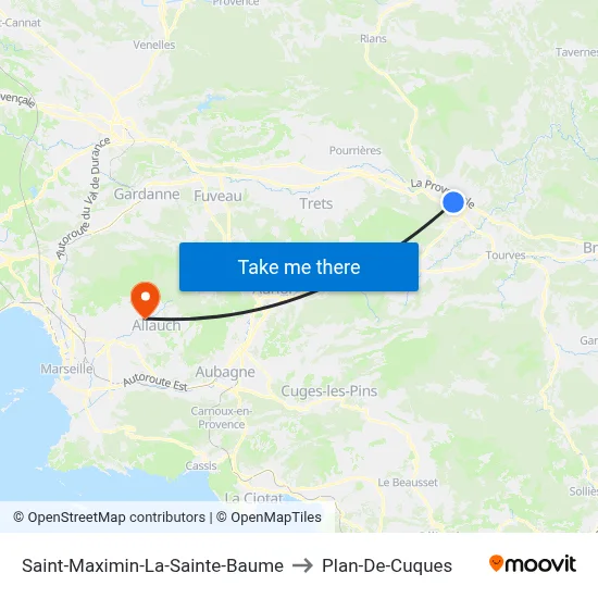 Saint-Maximin-La-Sainte-Baume to Plan-De-Cuques map