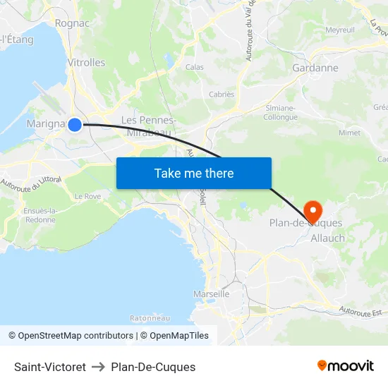 Saint-Victoret to Plan-De-Cuques map