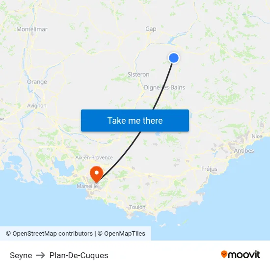 Seyne to Plan-De-Cuques map