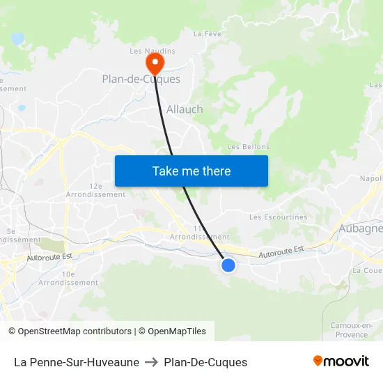 La Penne-Sur-Huveaune to Plan-De-Cuques map
