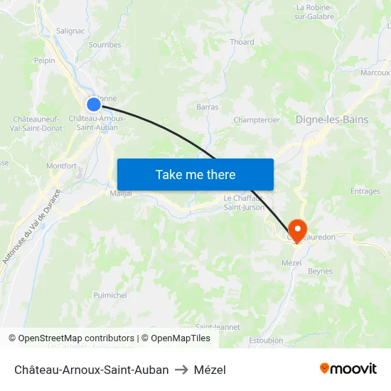 Château-Arnoux-Saint-Auban to Mézel map