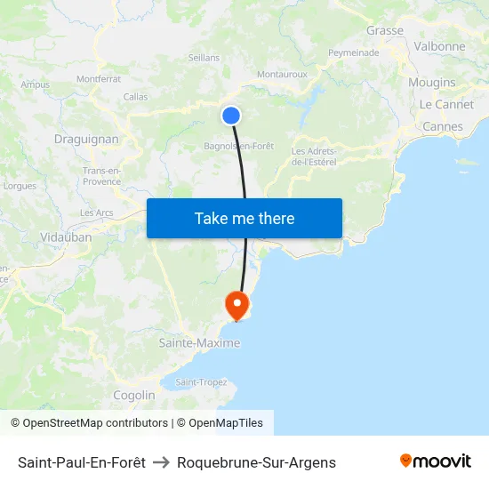 Saint-Paul-En-Forêt to Roquebrune-Sur-Argens map