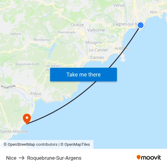Nice to Roquebrune-Sur-Argens map