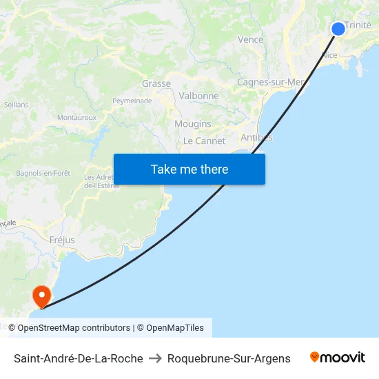 Saint-André-De-La-Roche to Roquebrune-Sur-Argens map