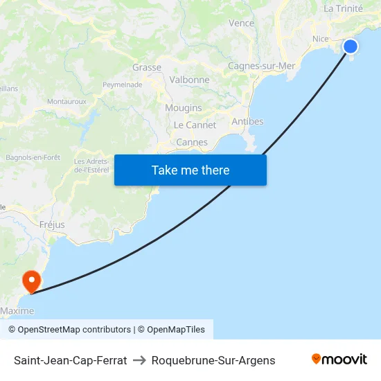 Saint-Jean-Cap-Ferrat to Roquebrune-Sur-Argens map