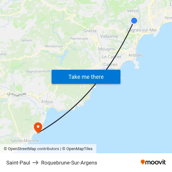 Saint-Paul to Roquebrune-Sur-Argens map