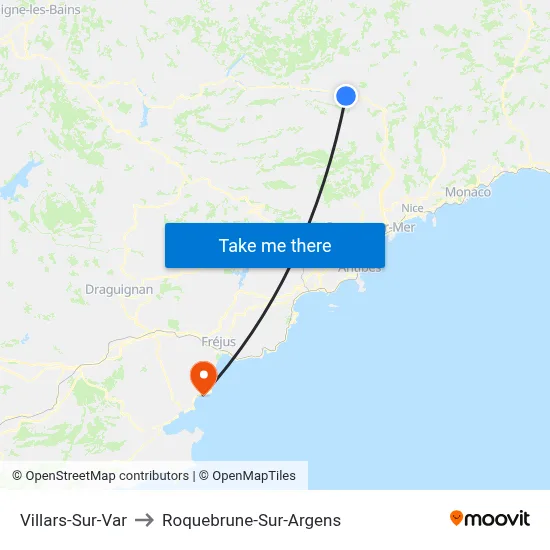 Villars-Sur-Var to Roquebrune-Sur-Argens map