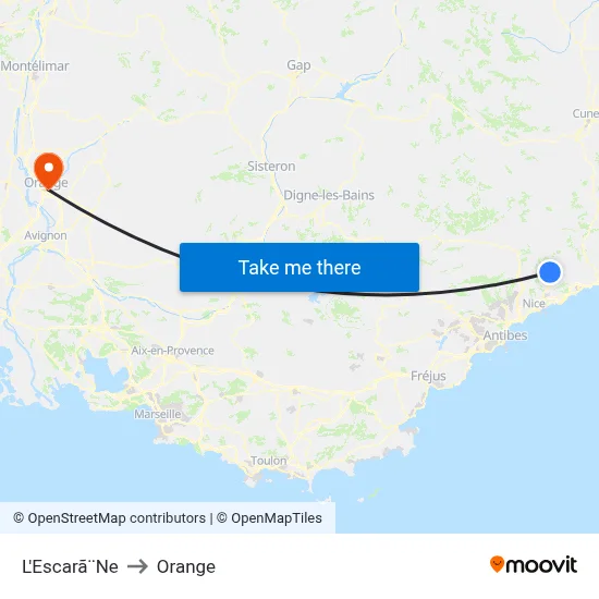 L'Escarã¨Ne to Orange map