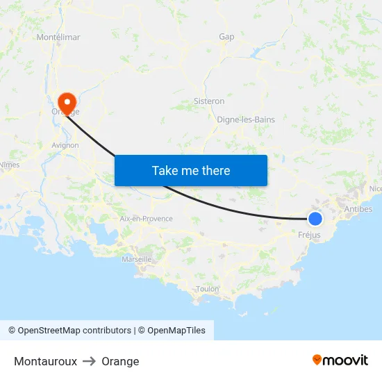 Montauroux to Orange map