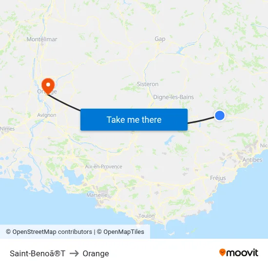 Saint-Benoã®T to Orange map