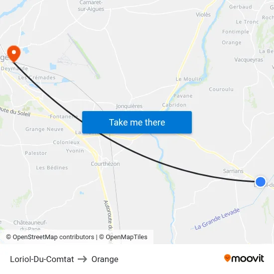 Loriol-Du-Comtat to Orange map