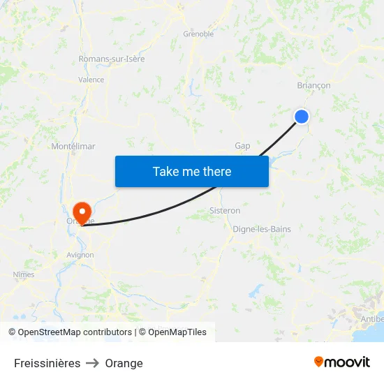 Freissinières to Orange map
