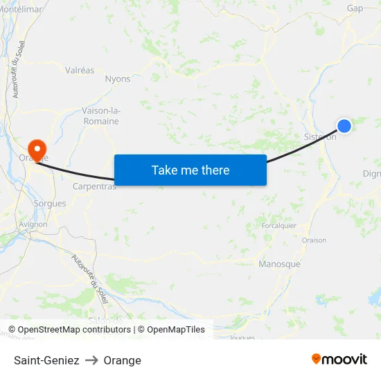 Saint-Geniez to Orange map