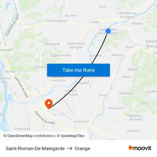 Saint-Roman-De-Malegarde to Orange map
