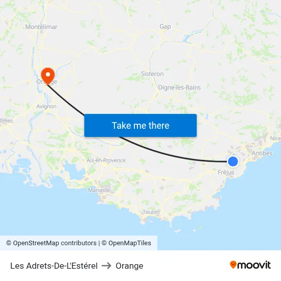 Les Adrets-De-L'Estérel to Orange map