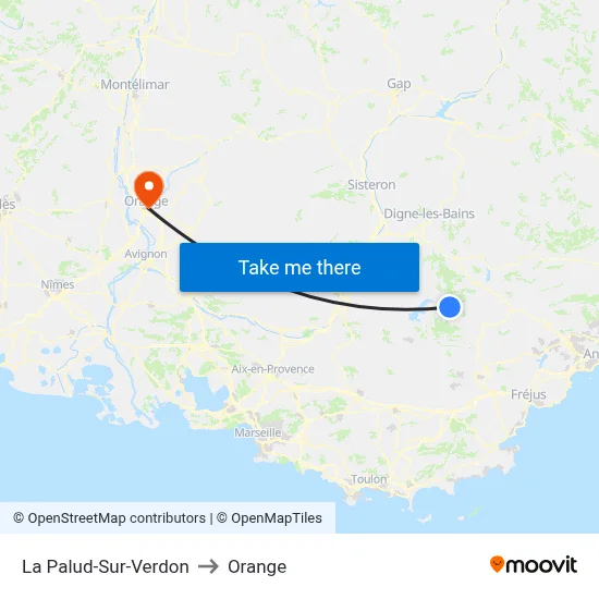 La Palud-Sur-Verdon to Orange map
