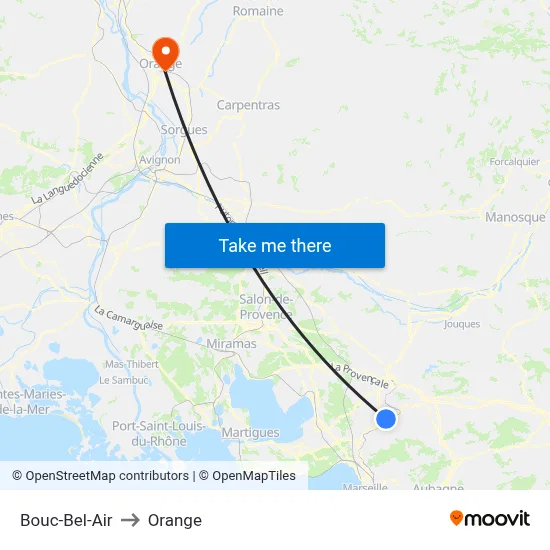 Bouc-Bel-Air to Orange map