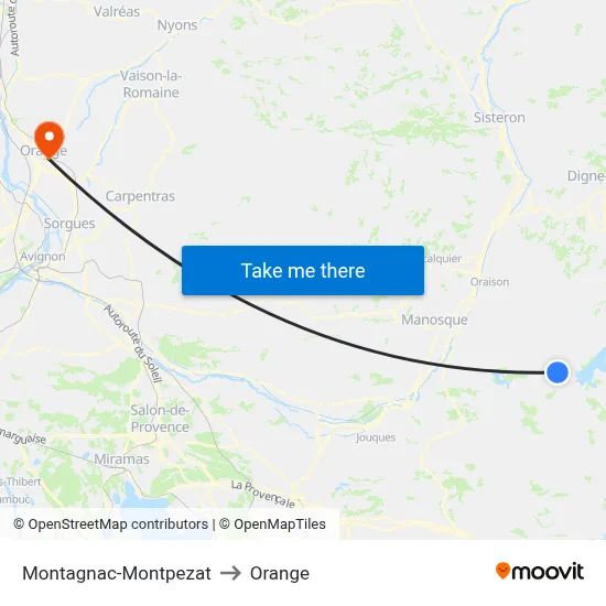 Montagnac-Montpezat to Orange map
