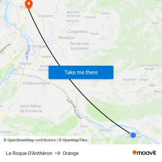 La Roque-D'Anthéron to Orange map