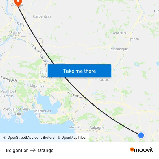 Belgentier to Orange map