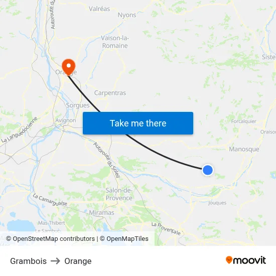 Grambois to Orange map