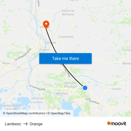 Lambesc to Orange map